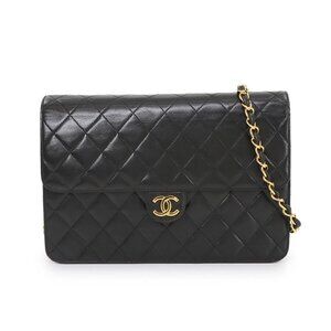 CHANEL Matelasse Chain Shoulder Bag Leather Black A03570 Vintage 90280574